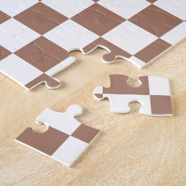 Rutiga rutor mocha brun vit geometrisk retro pussel