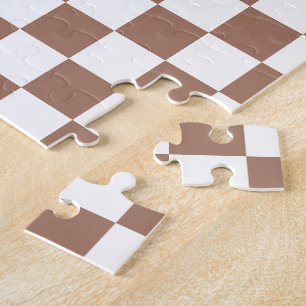 Rutiga rutor mocha brun vit geometrisk retro pussel