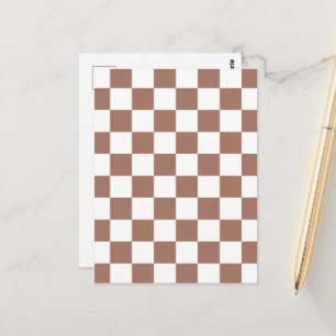 Rutiga rutor mocha brun vit geometrisk retro vykort