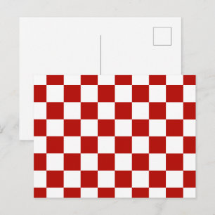 Rutiga rutor röda vita geometriska retro vykort