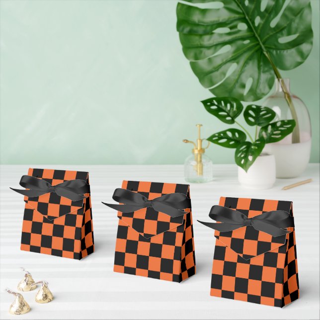 Rutiga rutor Svart och orange geometrisk retro Presentaskar (Multipel)