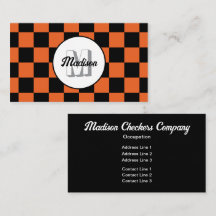 Rutiga rutor svarta och orange retro monogram