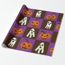 Rutiga spökliga halloweenpumpor och spöken