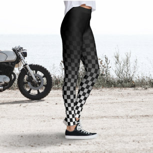Rutiga svarta bleknade leggings