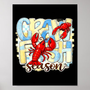 Rutigaste kräftsäsongen rolig louisiana-sjömat poster