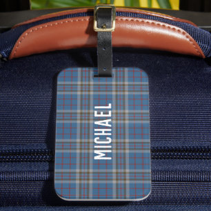 Rutigt Blått Grått Rutigt Anpassat Thompson Tartan Bagagebricka