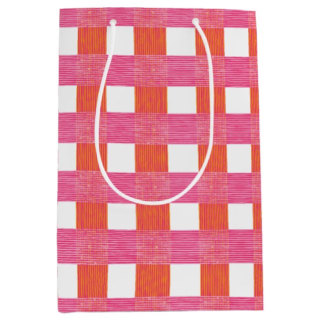 Rutigt ginghamtyg i rosa och orange (Framsidan)