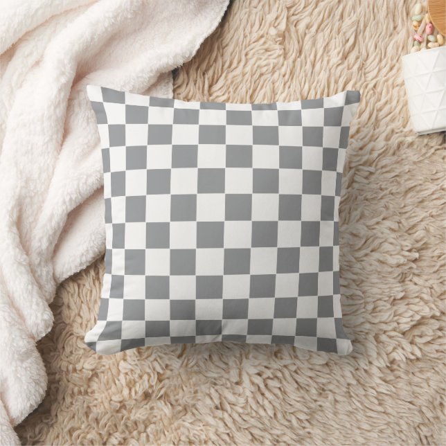 Rutigt grått och vitt kudde (Filt)