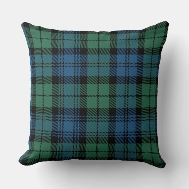 Rutigt grönt Campbell-tartan Kudde (Framsida)