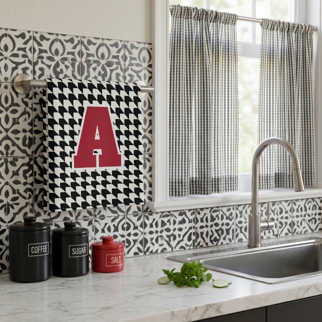 Rutigt monogram  kökshandduk (Skapare uppladdad)