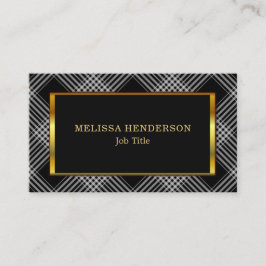 Rutigt mönster för modern stilfull guld- ramsvart visitkort