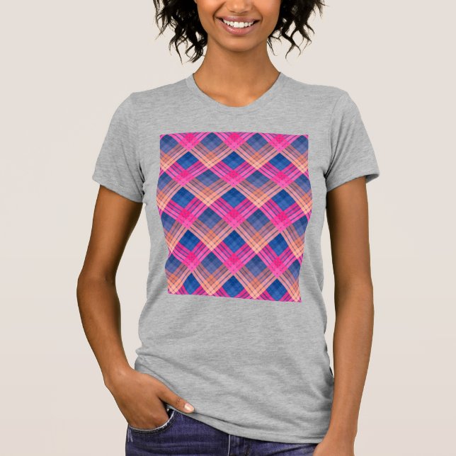 Rutigt mönster med sicksack-färgning t shirt (Framsida)
