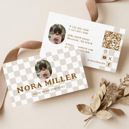 Rutigt Mönster Sociala Media Influencer Foto QR Visitkort