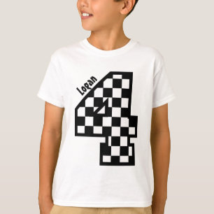 Rutigt namn V01B för fyra år för 4e födelsedag T-shirt
