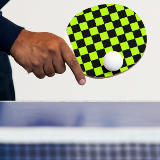 Rutigt neongrönt och svart pingisracket