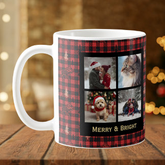 Rutigt Plaid 4 Foto Jul Röd Svart Chic Kaffemugg
