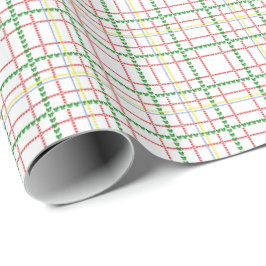 Rutigt presentpapper med rosetter