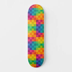Rutigt Retro Färgglatt Rutnät Mönster Mini Skateboard Bräda 18,5 Cm