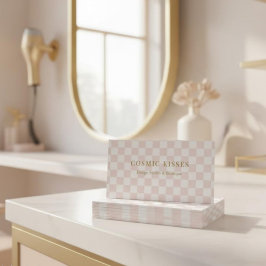 Rutigt rosa QR-kod för butiksmärkning Visitkort