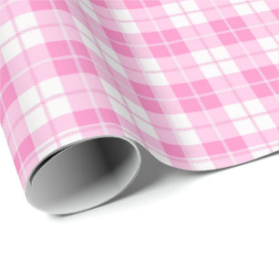 Rutigt rosa rutmönster baby shower presentpapper