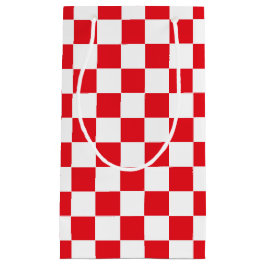 Rutigt rött och vit