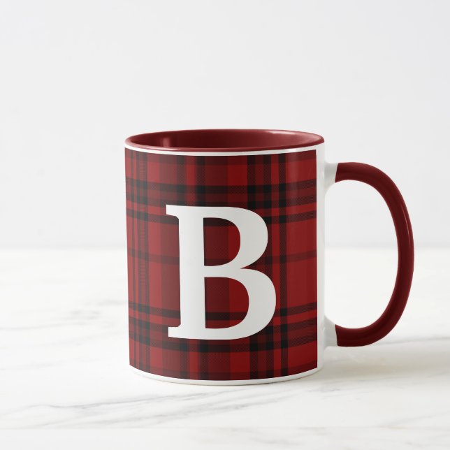 RUTIGT RUTMÖNSTER SVART RÖTT ANPASSAD TYPOGRAFI MUGG (Höger)