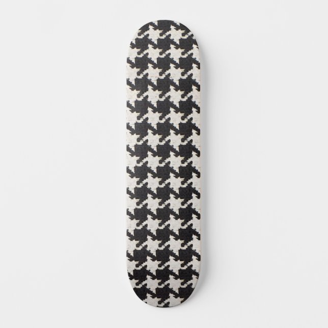 Rutigt svart vitt mönster mini skateboard bräda 18,5 cm (Framsida)