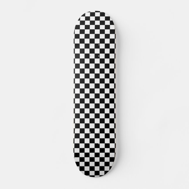 Rutigt svartvitt skateboard bräda 19,5 cm (Framsida)