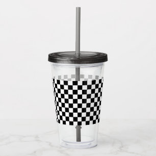 Rutigt svartvitt take away mugg