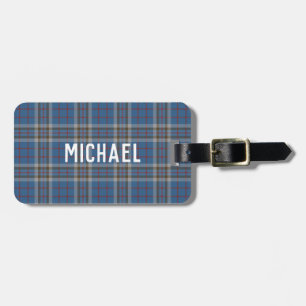 Rutigt Thompson Clan Blå Grå Rutig Custom Tartan Bagagebricka
