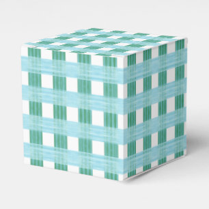 Rutigt vävt gingham i grönt och akvamarin presentaskar