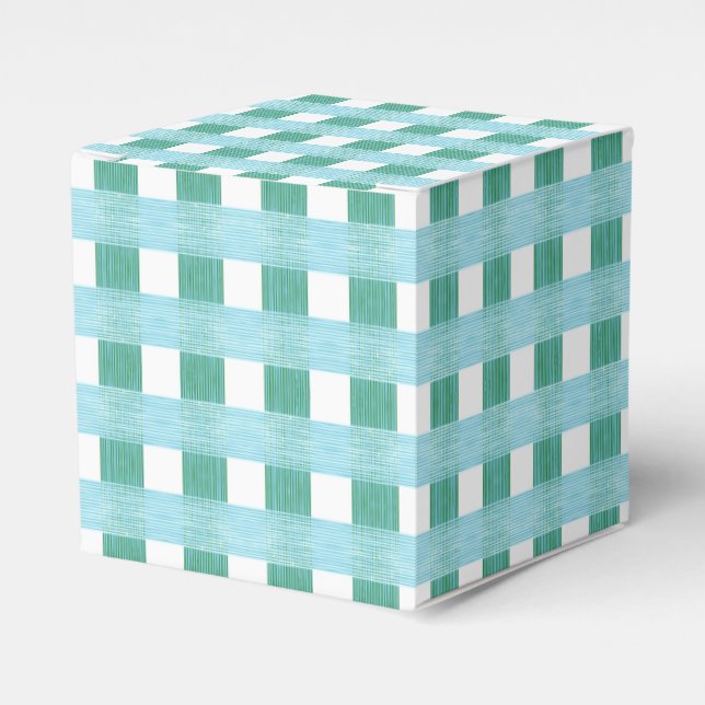 Rutigt vävt gingham i grönt och akvamarin presentaskar (Framsidan Sidan)