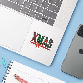 Rutigt XMAS med röd slinga Klistermärken