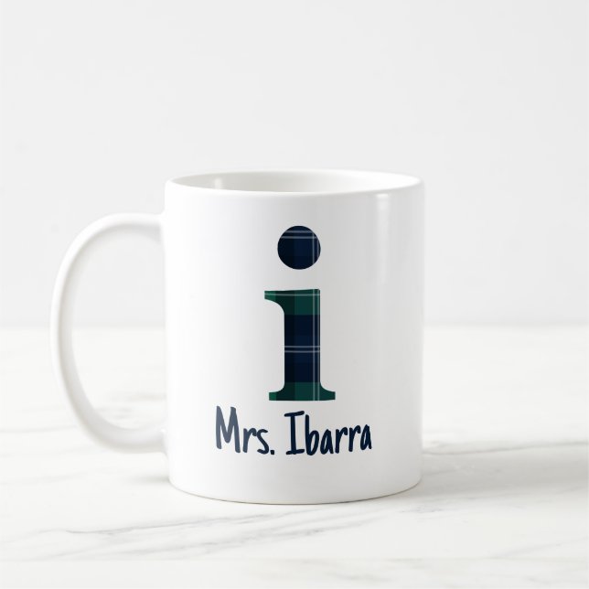 Rutigtryck Gemener Bokstav i Initial och Namn Kaffemugg (Vänster)