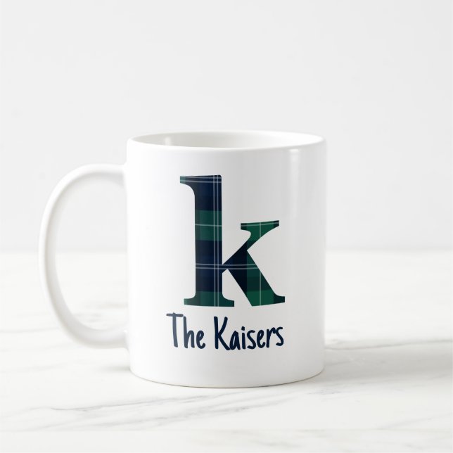 Rutigtryck Gemener Bokstav k Initial och Namn Kaffemugg (Vänster)