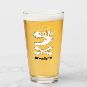 "Rutmärkt" T. rex Dinosaur Skull och korsben Glaskopp