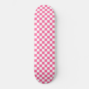 Rutmönster Flickaktig Geometrisk Rosa Och Vit Mini Skateboard Bräda 18,5 Cm
