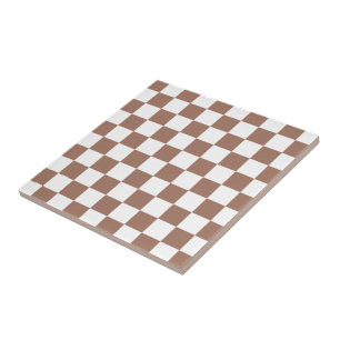 Rutmönster mocha brun vit geometrisk retro kakelplatta