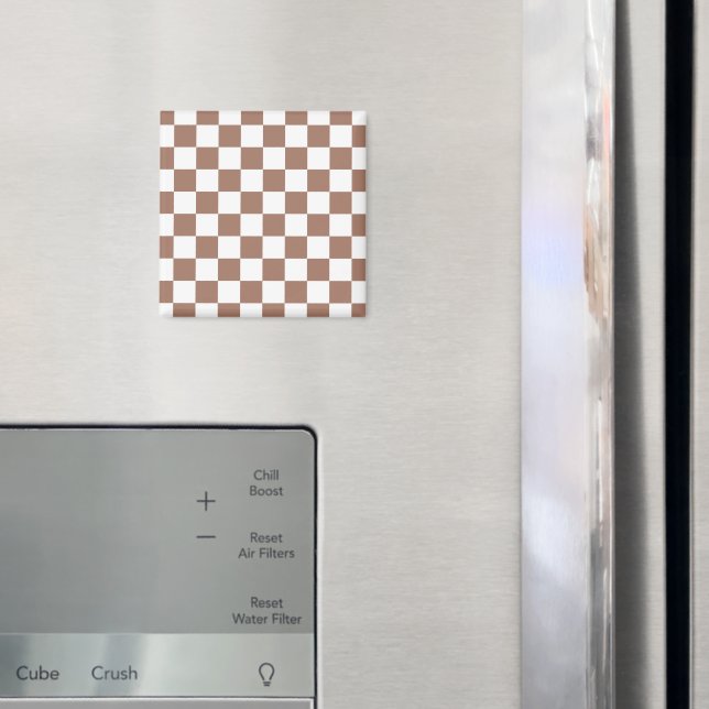 Rutmönster mocha brun vit geometrisk retro magnet (In Situ (Fridge))