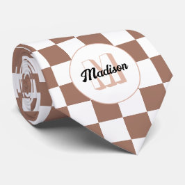 Rutmönster mocha brun vit retro Monogram Slips