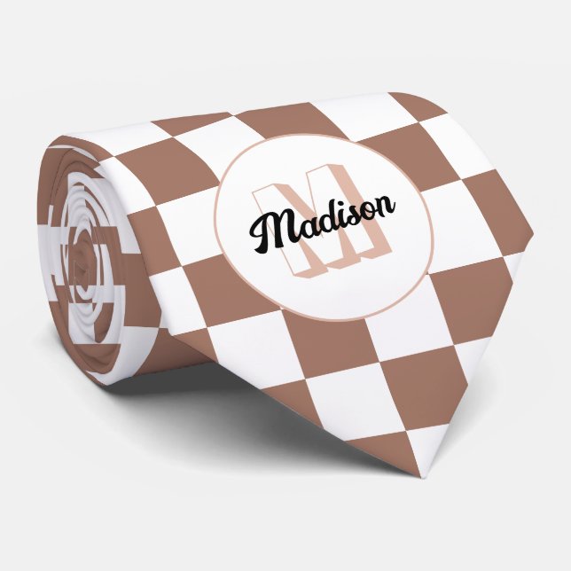 Rutmönster mocha brun vit retro Monogram Slips (Rullad)