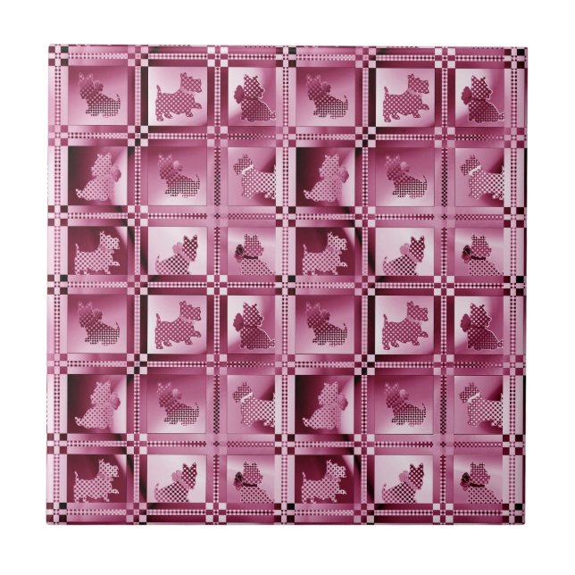 Rutnät av mönstrade skotska valpar kakelplatta (Framsidan)