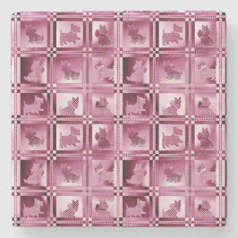 Rutnät av mönstrade skotska valpar stenunderlägg