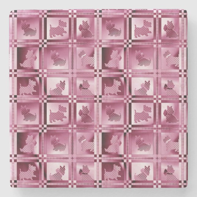 Rutnät av mönstrade skotska valpar stenunderlägg (Framsidan)