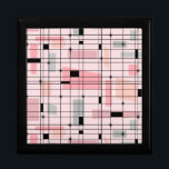 Rutnät för återställande av Rosa och markeringsbri Smyckeskrin<br><div class="desc">Det här Retro Rosa Grid och Starbursts Tile Gift Box är den plats där vintage stil sammanträder i dag. Den har en ljus rosa bakgrund med kitschy, off kilter-kvadrater och rektanglar i dove grått och tre skuggor av rosa. De visuella blocken i färg är överlagrade och sammanfogade i några av...</div>