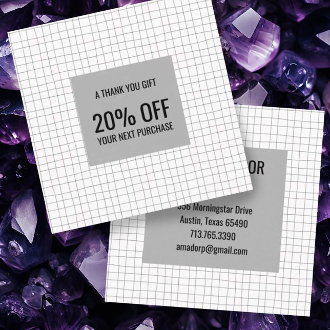 Rutnät för handgjorda Linjer- med minimal Chic Rabattkort (Simple pencil lines grid custom business card with discount code)