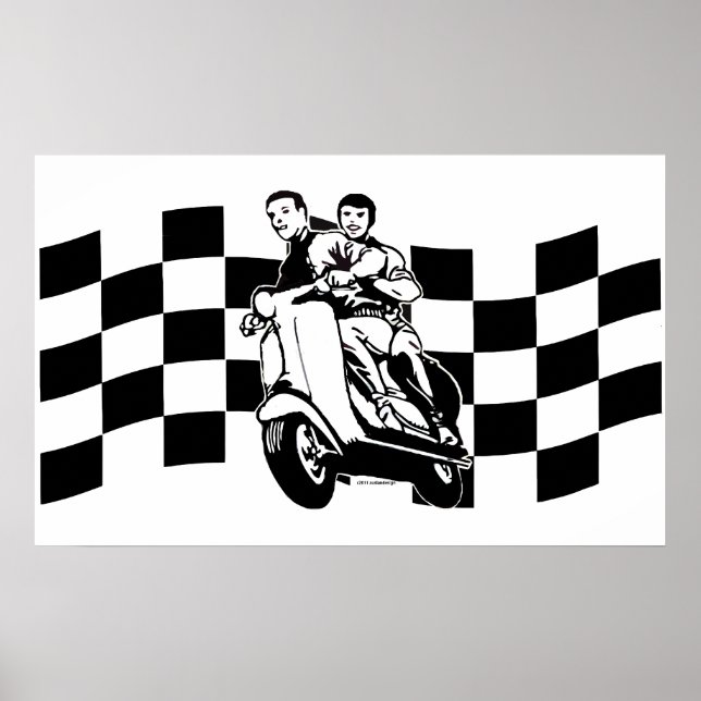Rutnät för svarta och vita checkar poster (Framsidan)