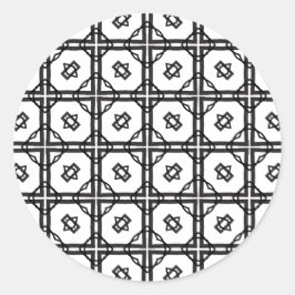 Rutnät med svart vit geometrisk Dubbla Runt Klistermärke