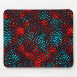 Rutnät randigt i rött och ljust blått. musmatta