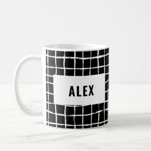 Rutnätets svarta vita 4 foto modern minimal abstra kaffemugg